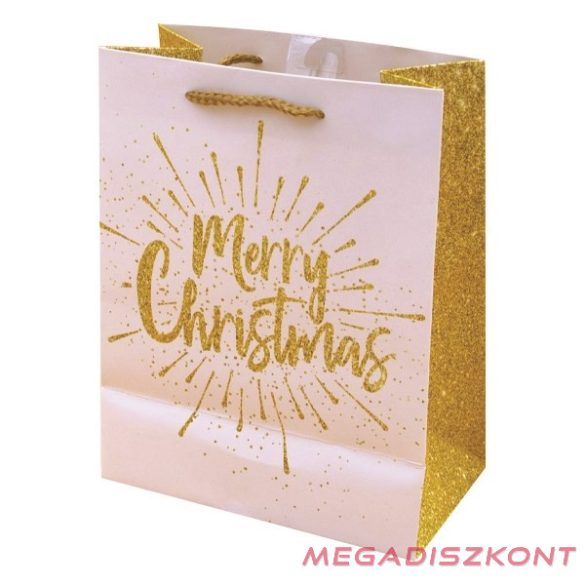 Dísztasak CREATIVE Luxury XL 31x42x12 cm karácsonyi arany mintás matt glitteres zsinórfüles