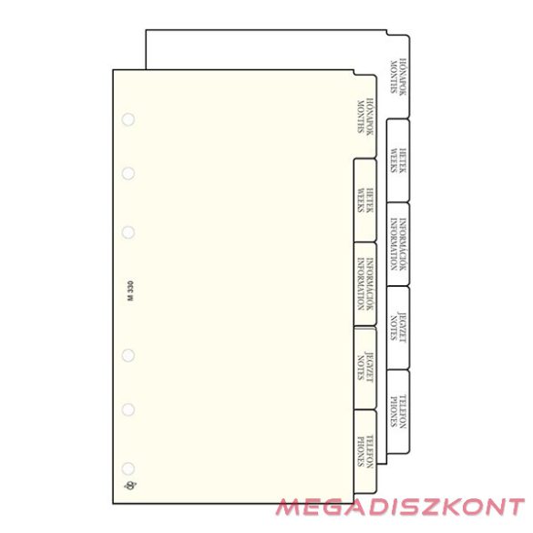 Gyűrűs kalendárium betét SATURNUS L330 elválasztólap fehér lapos