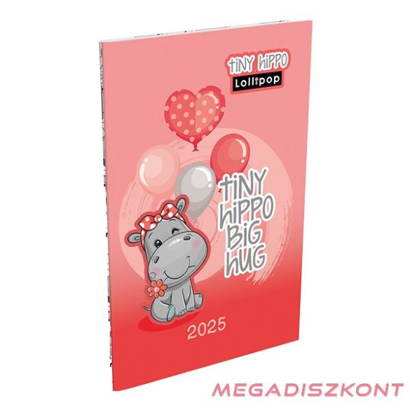 Zsebnaptár LIZZY CARD Lollipop Tiny Hippo  A/6 heti papírborítós 2025.