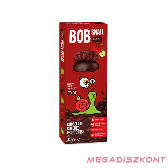 Bob Snail Gyümölcs snack 30g - étcsokoládéban alma-meggy (24 db/#)