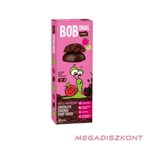 Bob Snail Gyümölcs snack 30g - étcsokoládéban alma-málna (24 db/#)