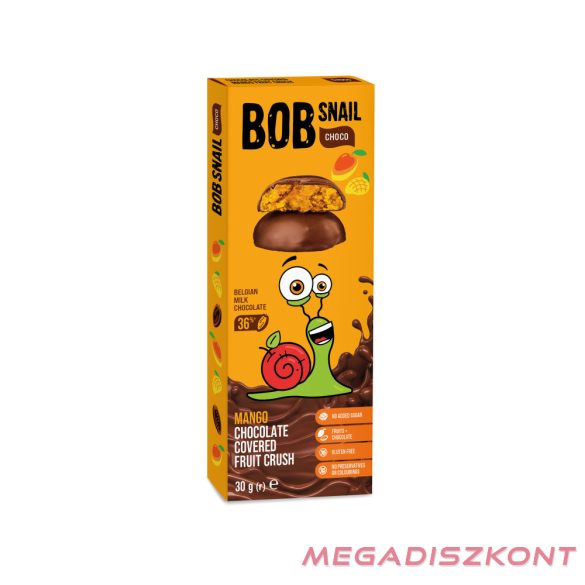 Bob Snail Gyümölcs snack 30g - tejcsokoládéban mangó (24 db/#)