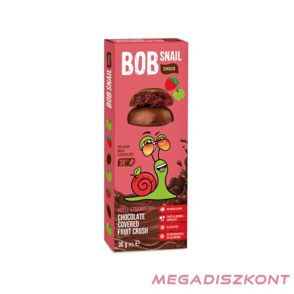 Bob Snail Gyümölcs snack 30g - tejcsokoládéban alma-eper (24 db/#)