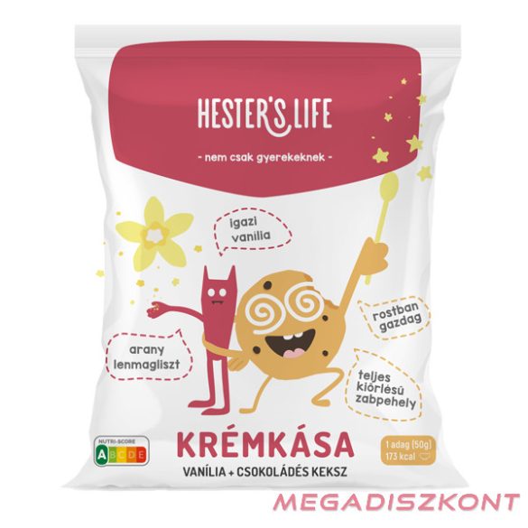 Hester's Life zabkása 50g - vaníliás-kekszes krémkása (16 db/#)