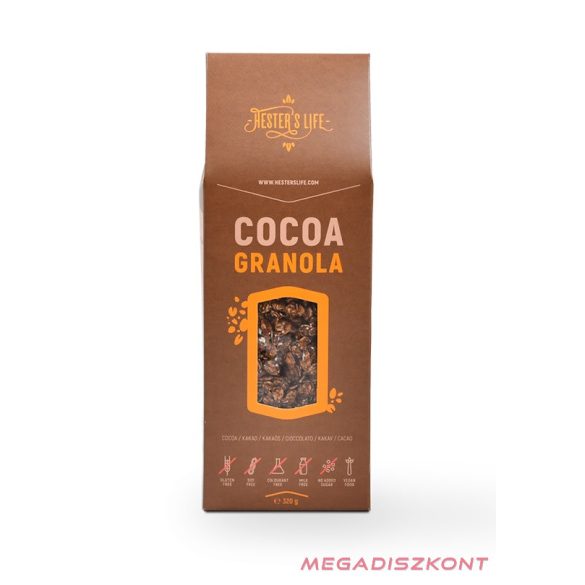 Hester's Life Cocoa granola 320g - kakaós (20db/#)