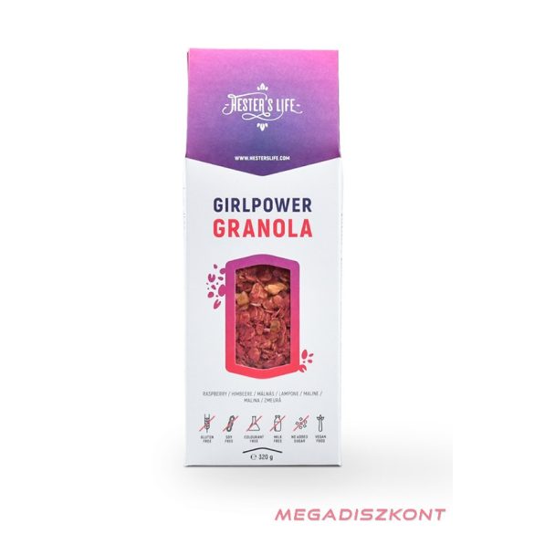 Hester's Life Girlpower granola 320g - málnás (20db/#)