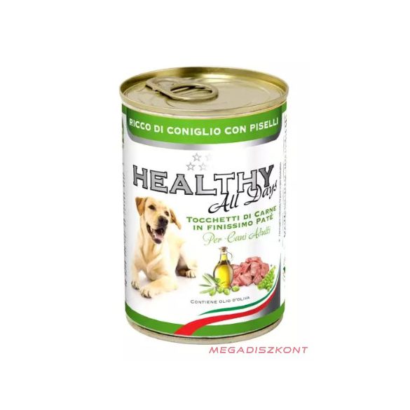 Healthy All Days kutyaeledel konzerv 400g - PATÉ nyúl és borsó (24 db/#)