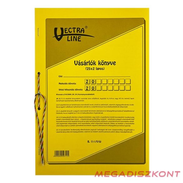 Nyomtatvány vásárlók könyve VECTRA-LINE A/4 25x2 álló GDPR kompatibilis