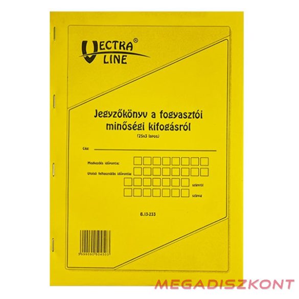 Nyomtatvány jegyzőkönyv a fogyasztói minőségi kifogásról VECTRA-LINE A/4 25x3  álló