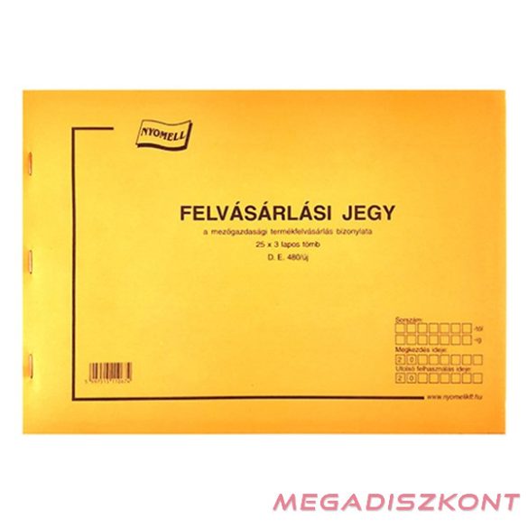 Nyomtatvány felvásárlási jegy mezőgazdasági A/4 25x3