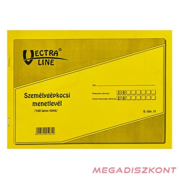 Nyomtatvány személygépkocsi menetlevél VECTRA-LINE A/4